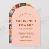 Whimsical handdrawn Bold colorful wedding  Kaart