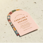 Whimsical handdrawn Bold colorful wedding  Kaart