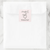 Whimsical Handgemaakt met Liefde Script Hart Boog Vierkante Sticker (Tas)