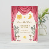 Whimsical handgeschilderd Hemels Volkshuwelijk Bew Save The Date (Staand voorkant)