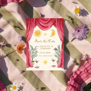 Whimsical handgeschilderd Hemels Volkshuwelijk Bew Save The Date