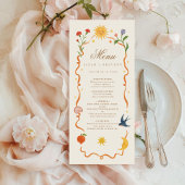 Whimsical handgeschilderd Hemelse Folk Wedding Menu