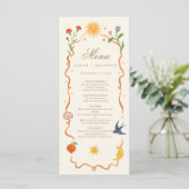 Whimsical handgeschilderd Hemelse Folk Wedding Menu (Staand voorkant)