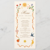 Whimsical handgeschilderd Hemelse Folk Wedding Menu (Voorkant)