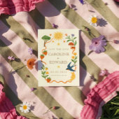 Whimsical handgeschilderd Hemelse Folk Wedding Save The Date