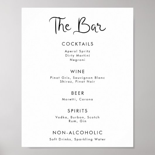 Whimsical handgeschreven bar menu poster (Voorkant)