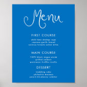 Whimsical Handgeschreven Blauw Menu Poster (Voorkant)