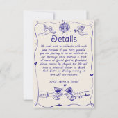 Whimsical Handgeschreven Bruiloft Details RSVP Kaartje (Voorkant)