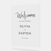 Whimsical Handgeschreven Bruiloft Welkom Acryl Bord (Hoek)