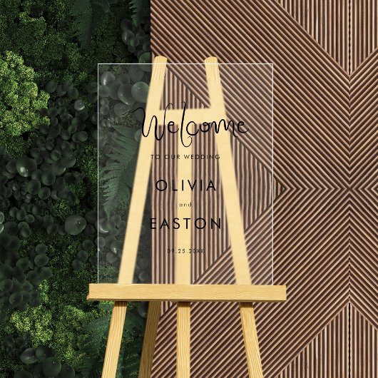 Whimsical Handgeschreven Bruiloft Welkom Acryl Bord