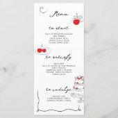 Whimsical Handgeschreven Cherry Theme Bruiloft Menu (Voorkant)