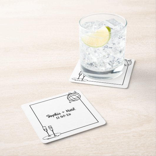 Whimsical Handgeschreven Disco Gepersonaliseerde B Kartonnen Onderzetters (Insitu)