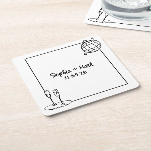 Whimsical Handgeschreven Disco Gepersonaliseerde B Kartonnen Onderzetters (Schuin)