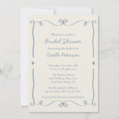 Whimsical Handgeschreven Dusty Blue Bow Vrijgezell Kaart (Voorkant)