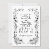 Whimsical Handgeschreven Floral Botanische Bruilof Kaart (Voorkant)