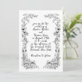 Whimsical Handgeschreven Floral Botanische Bruilof Kaart (Staand voorkant)