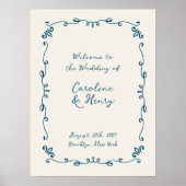 Whimsical Handgeschreven Geïllustreerd Trouwteken Poster (Voorkant)