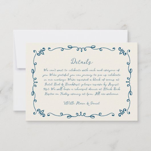 Whimsical Handgeschreven Geïllustreerde Huwelijksd RSVP Kaartje (Voorkant)