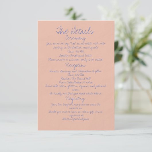 Whimsical Handgeschreven Modern Boho Informatiekaartje (Staand voorkant)