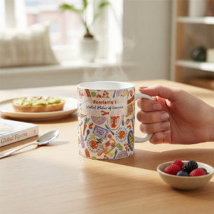 Whimsical handgetekend Foodie-patroon Foodie-ontwe Koffiemok