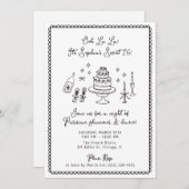 Whimsical, handgetekend, Sweet 16, Verjaardagsfees Kaart (Voorkant / Achterkant)