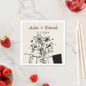 Whimsical Handgetekende Bloemige Bruiloft Servet (Insitu)