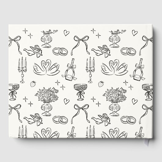 Whimsical, handgetekende bruiloft gastenboek (Achterkant)