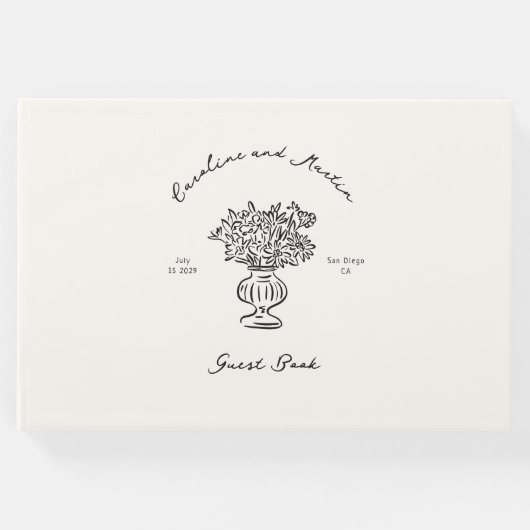 Whimsical, handgetekende bruiloft gastenboek (Voorkant)