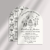 Whimsical, handgetekende bruiloft kaart