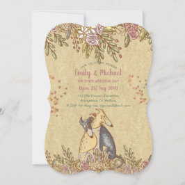 Whimsical Handgetekende Bruiloft Rustieke Honden B Kaart