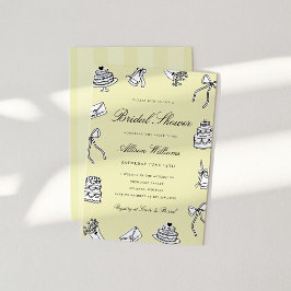 Whimsical handgetekende bruiloftsborrel kaart