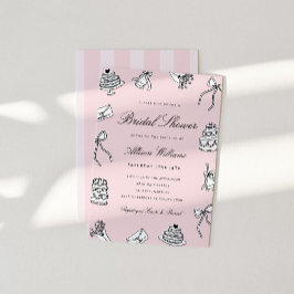 Whimsical handgetekende bruiloftsborrel kaart