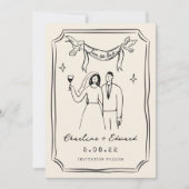 Whimsical handgetekende Doodle Save The Date (Voorkant)
