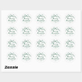 Whimsical Handgetekende Groene Strik Prettig Kerst Ronde Sticker (Vel)