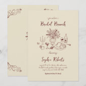 Whimsical Handgetekende Handgeschreven Bruidsbrunc Kaart (Voorkant / Achterkant)