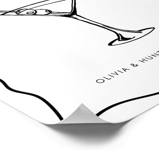 Whimsical handgetekende illustratie Martini Bar te Poster (Hoek)