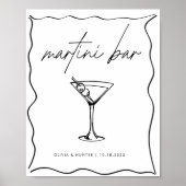 Whimsical handgetekende illustratie Martini Bar te Poster (Voorkant)