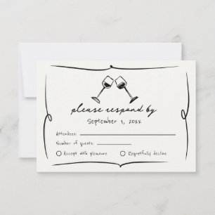 Whimsical handgetekende Italiaanse wijngaardhuweli RSVP Kaartje