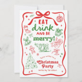 Whimsical Handgetekende Kerstfeest Kaart (Voorkant)