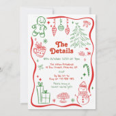 Whimsical Handgetekende Kerstfeest Kaart (Achterkant)