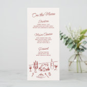 Whimsical Handgetekende Kerstmaaltijd Menu (Staand voorkant)