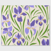 Whimsical Handgetekende Paarse Iris Botanisch Cadeaupapier (Vlak)