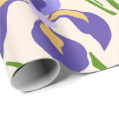 Whimsical Handgetekende Paarse Iris Botanisch Cadeaupapier (Rol Hoek)