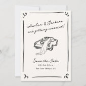 Whimsical handgetekende Save the Date foto QR-code Kaart (Voorkant)