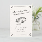 Whimsical handgetekende Save the Date foto QR-code Kaart (Staand voorkant)