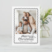 Whimsical Handgetekende Scallop Frame Foto Kerstmi Feestdagenkaart (Staand voorkant)