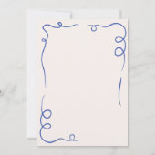 Whimsical Handgetekende Trouw Navyblauw Save The Date (Achterkant)