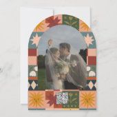 Whimsical handgetrokken Bold kleurrijke bruiloft Kaart (Achterkant)