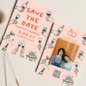 Whimsical Handgetrokken Funky Retro Hedendaags Save The Date