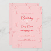 Whimsical Handgetrokken martini Verjaardagsfeest Kaart (Voorkant / Achterkant)